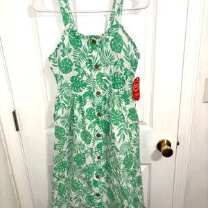 Wonder Nation Green Leaf Print Casual Dress